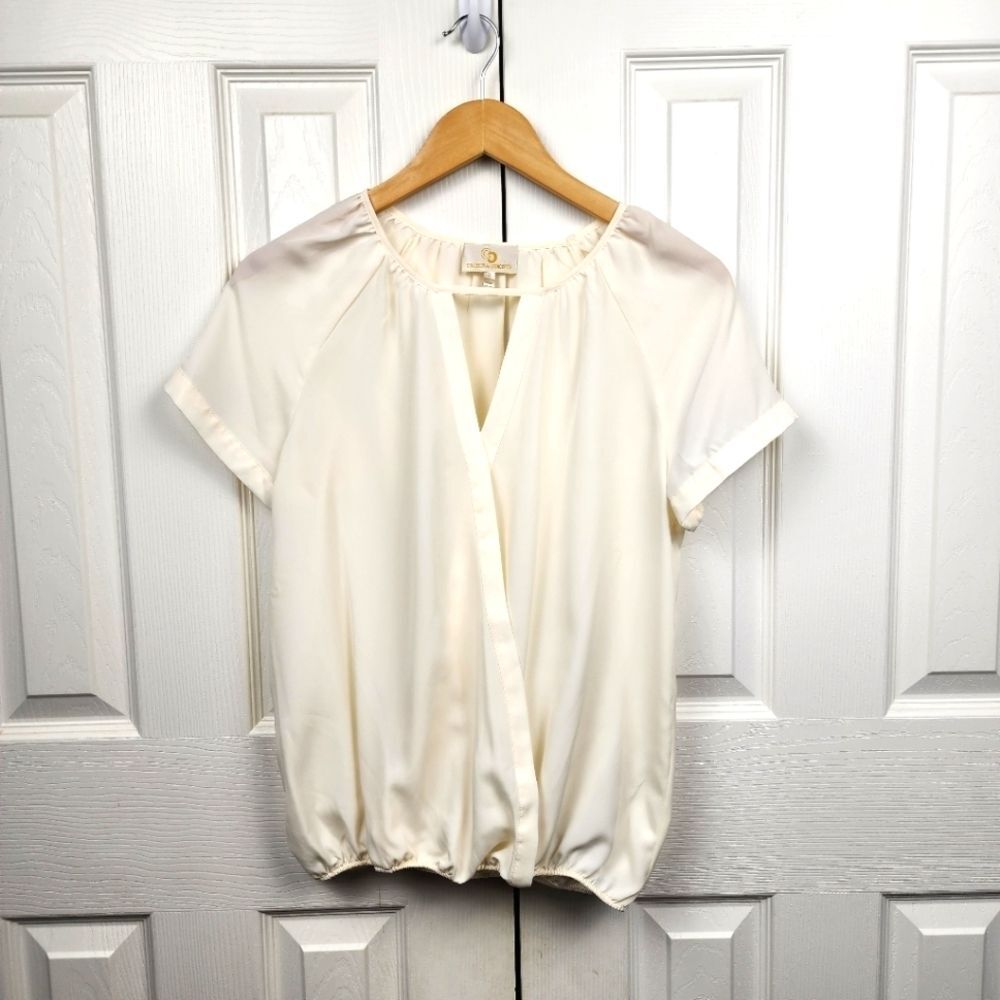 Collective Concepts Ivory Wrap Semi-Sheer Blouse Size Small
